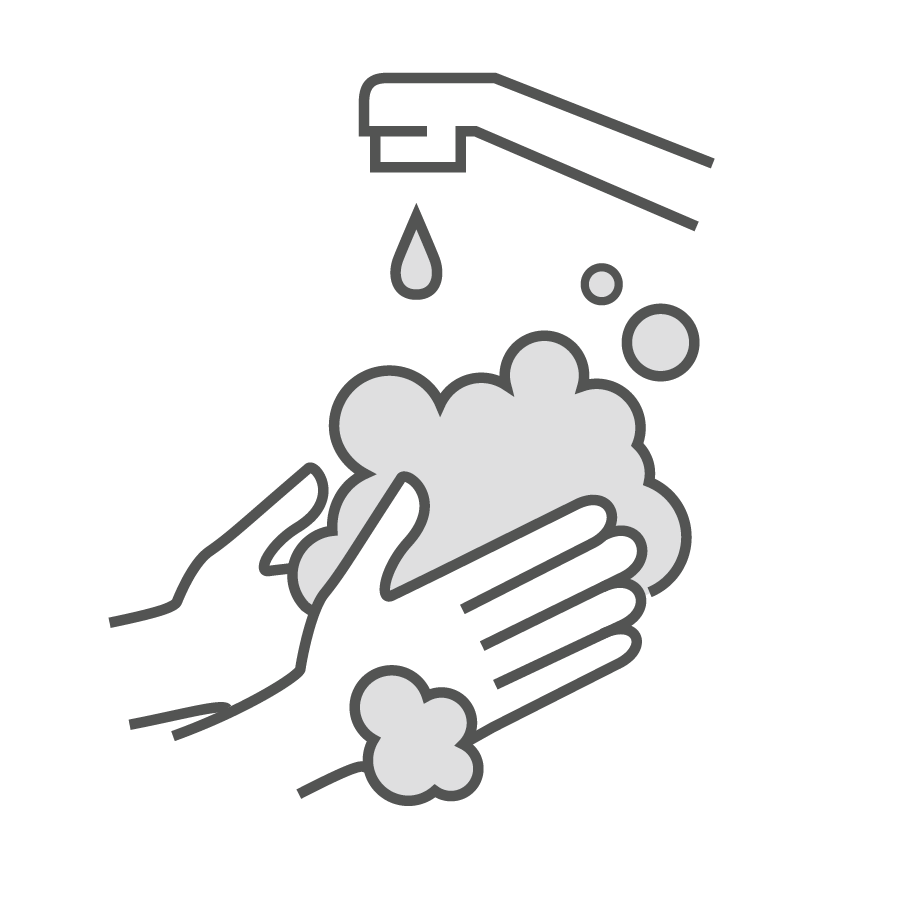 Black and white illustration of wearing washing up glove to